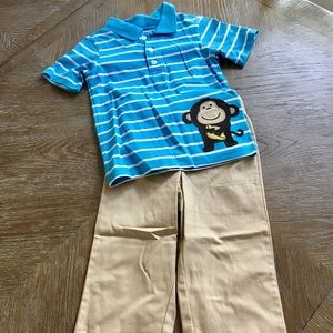 Carter’s Boys Khaki Canvas Monkey Summer Pant Set